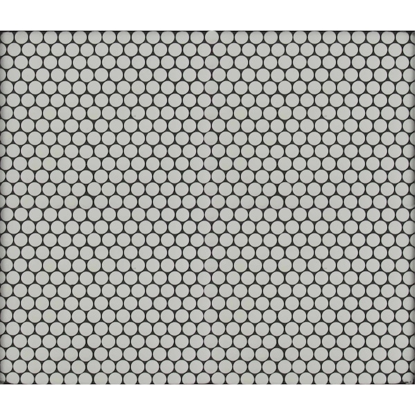 Ackland Silica White 12 in. x 13 in. Matte Porcelain Penny Round Mosaic Floor and Wall Tile, 15PK AKM-P-SIWH11X12PRM-CA - main